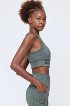 VOI + SeaCell™ “T” Sports Bra | Green Heather -Layer Outfit 19333018747030 6