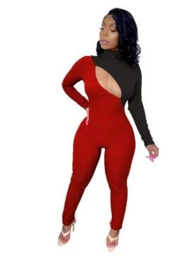 Knit Zipper Turtleneck Jumpsuit S-2XL (Different Colors Available) -Layer Outfit 20502606479522 3