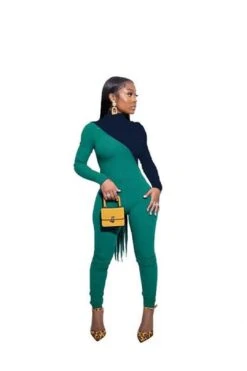 Knit Zipper Turtleneck Jumpsuit S-2XL (Different Colors Available) -Layer Outfit 20502606577826 5