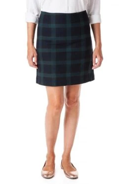 Stretch Twill Ali Skirt In Blackwatch Plaid By Castaway Clothing