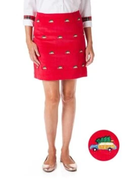 Ali Corduroy Skirt With Embroidered Woody & Christmas Trees By Castaway Clothing -Layer Outfit 20579455860900 4
