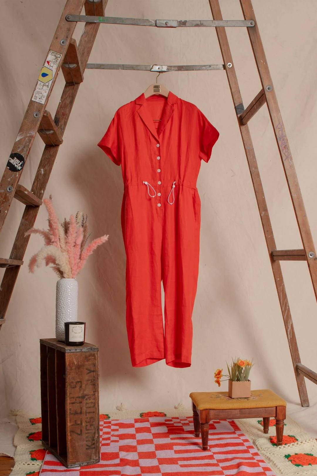 Neon Orange Lapel Jumpsuit 3 Neon Orange Lapel Jumpsuit