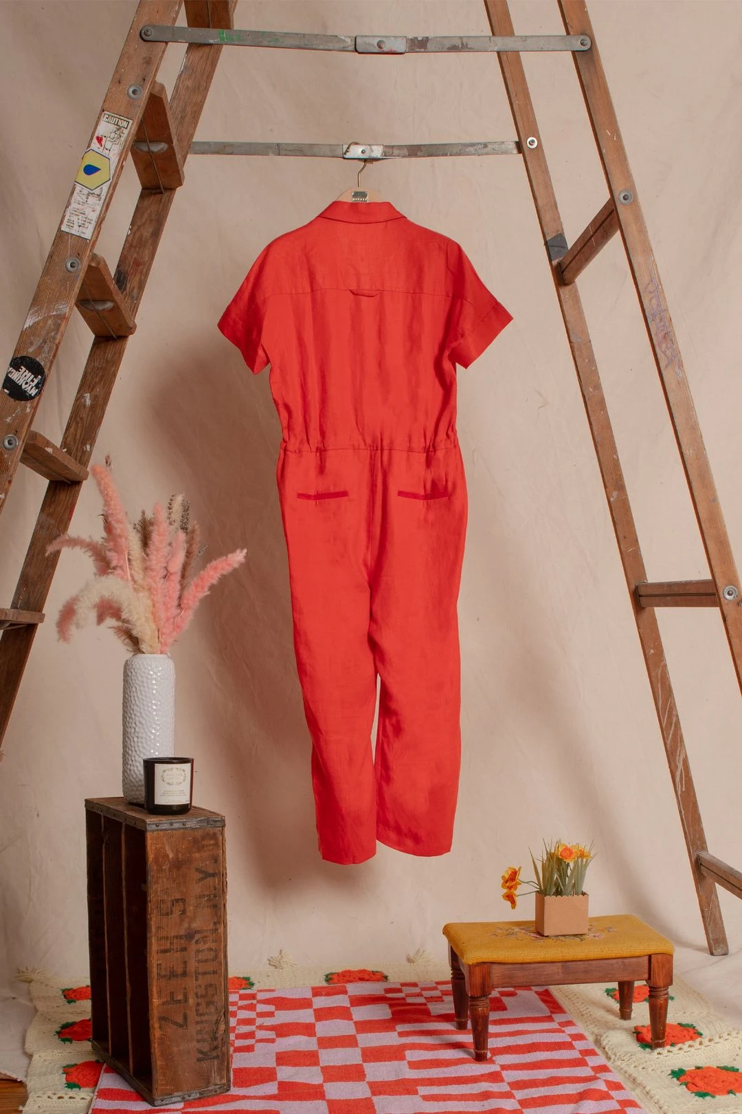 Neon Orange Lapel Jumpsuit 4 Neon Orange Lapel Jumpsuit - Image 2