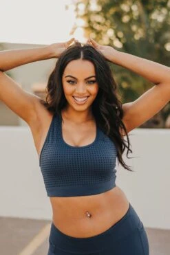 Perfect Pocket Sports Bra - Laser Cut Light Navy - FINAL SALE -Layer Outfit 22718788239529 3