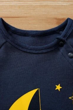 Baby Boy Girl Cartoon Moon Cloud Printed Jumpsuit -Layer Outfit 22882518532296 4