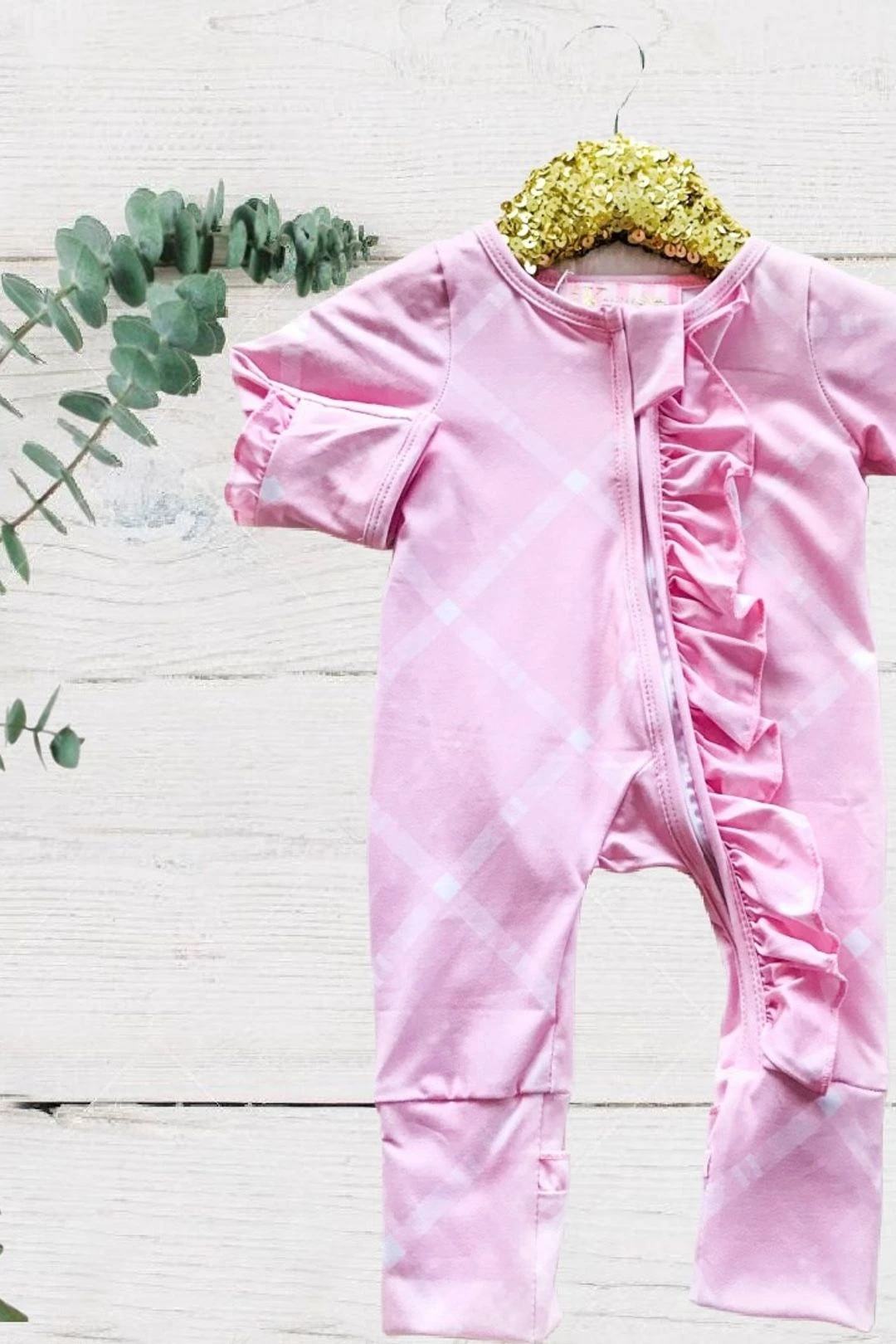 Exclusive Kryssi Kouture - Sadie Pink Plaid Zippie Jumpsuit/Sleeper 3 Exclusive Kryssi Kouture - Sadie Pink Plaid Zippie Jumpsuit/Sleeper