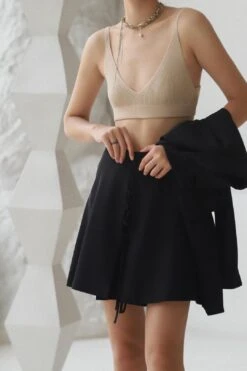 HAILEY RIBBED-KNIT SOFT CUP BRA - BEIGE -Layer Outfit 23020015190190 10