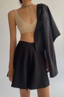 HAILEY RIBBED-KNIT SOFT CUP BRA - BEIGE -Layer Outfit 23020015321262 6