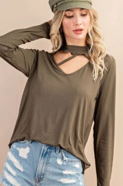 Vivacious Olive Cut Out Top -Layer Outfit 23162008928426 2