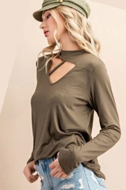 Vivacious Olive Cut Out Top -Layer Outfit 23162009321642 3