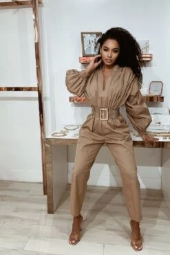 ‘MEET MY BOSS’ Ruffle Sleeve Jumpsuit
