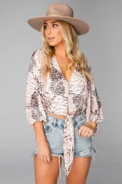 BuddyLove Estelle Tie Front Top - Wildlife