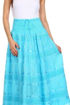 Sakkas Lace And Ribbon Peasant Boho Skirt -Layer Outfit 23386726787 12