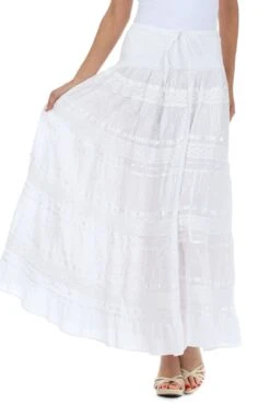 Sakkas Lace And Ribbon Peasant Boho Skirt -Layer Outfit 23386726851 18