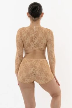 FNS079 - Floral Lace Long Sleeve Crop Top -Layer Outfit 23497647882419 6