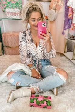 BuddyLove Estelle Tie Front Top - Wildlife -Layer Outfit 23506315313346 8