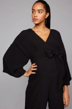 Wide Sleeve Challis Maxi Maternity Jumpsuit 15 Wide Sleeve Challis Maxi Maternity Jumpsuit -Layer Outfit 27929423446151 3