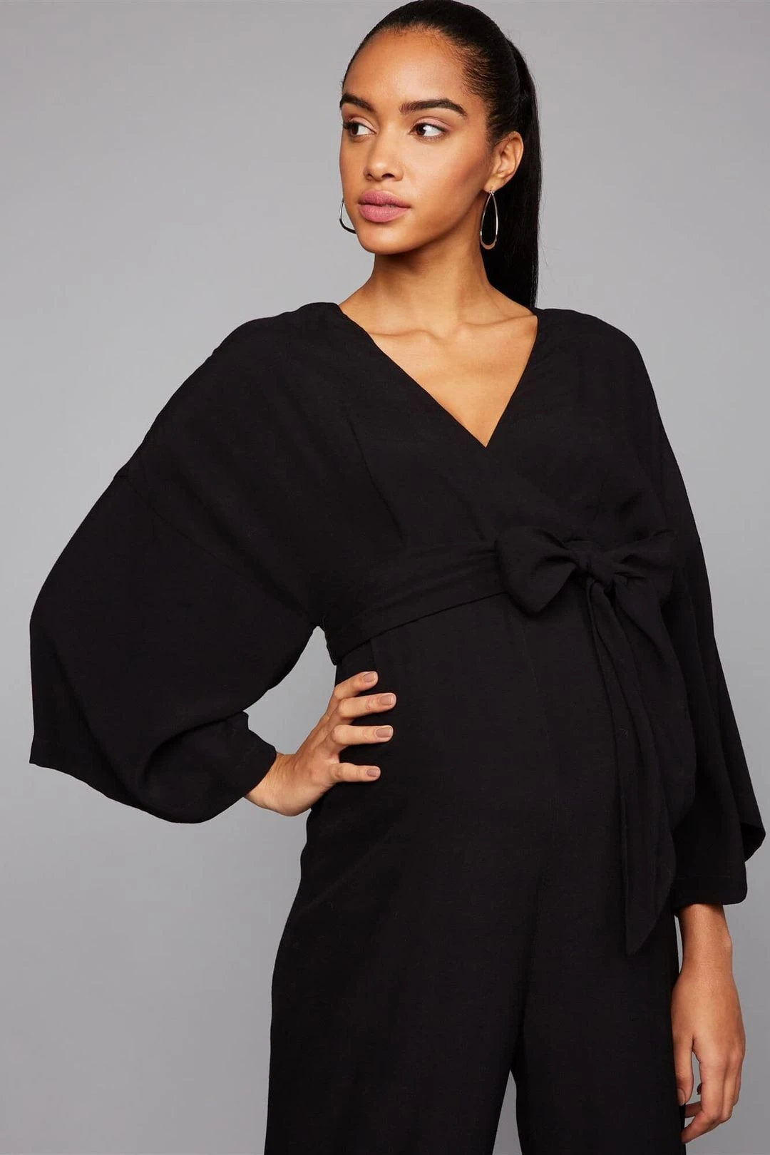 Wide Sleeve Challis Maxi Maternity Jumpsuit 5 Wide Sleeve Challis Maxi Maternity Jumpsuit - Image 3