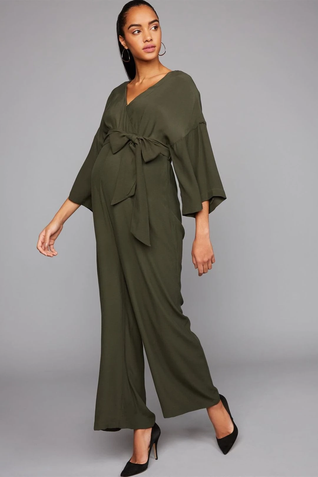 Wide Sleeve Challis Maxi Maternity Jumpsuit 7 Wide Sleeve Challis Maxi Maternity Jumpsuit - Image 5