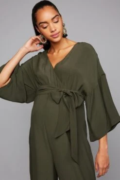 Wide Sleeve Challis Maxi Maternity Jumpsuit 18 Wide Sleeve Challis Maxi Maternity Jumpsuit -Layer Outfit 27929423544455 6
