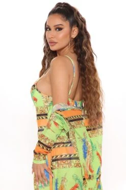 Feather Or Not Jumpsuit Set - Green/combo -Layer Outfit 27931137343612 4