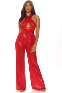 Glitter And Glamour Jumpsuit - Red