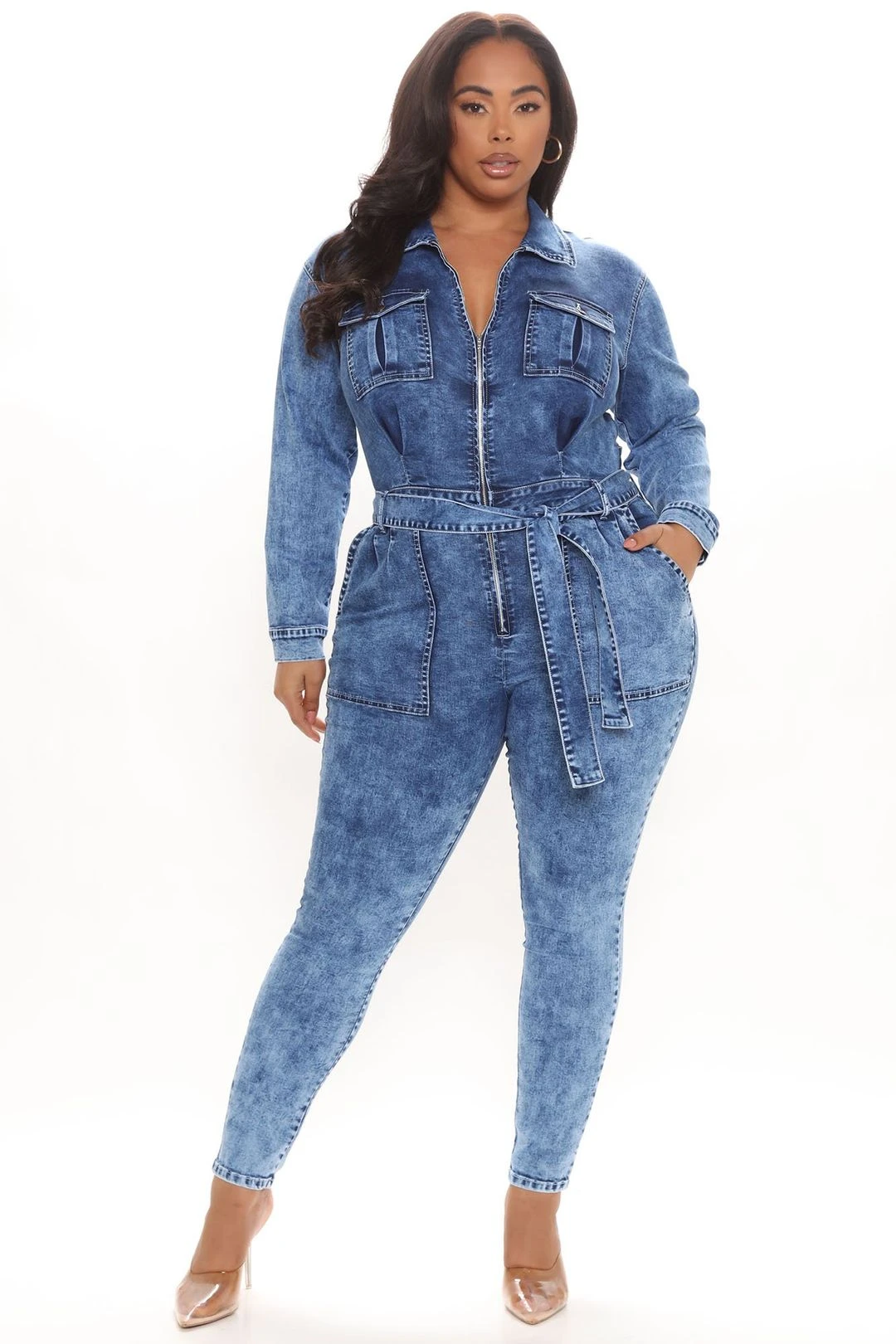 Demetria Denim Jumpsuit - Dark Wash 3 Demetria Denim Jumpsuit - Dark Wash