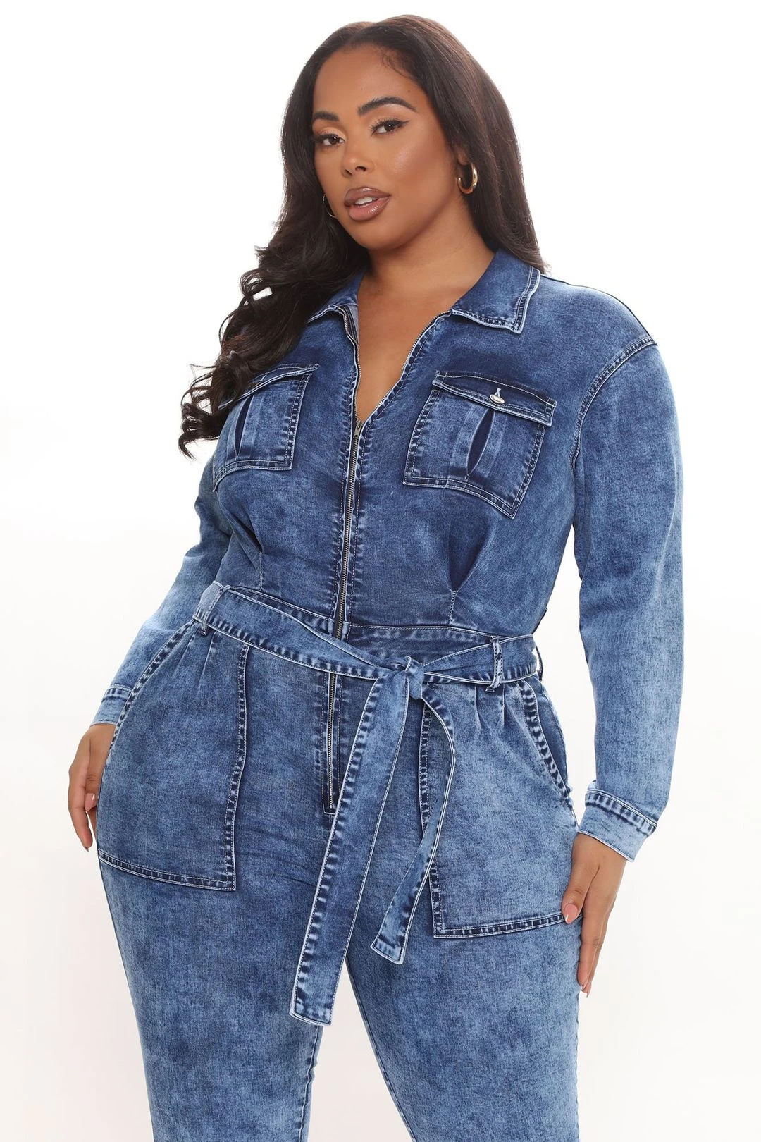 Demetria Denim Jumpsuit - Dark Wash 4 Demetria Denim Jumpsuit - Dark Wash - Image 2