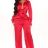 Fabulosity Stretch Satin Jumpsuit - Red