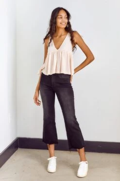 Canyon Distressed Hem Crop Flare Denim -Layer Outfit 27952457678906 5