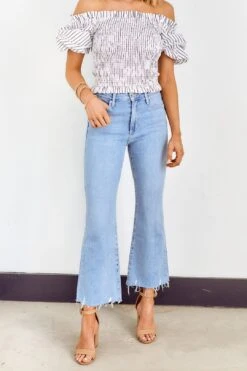 Canyon Distressed Hem Crop Flare Denim -Layer Outfit 27952544743482 13