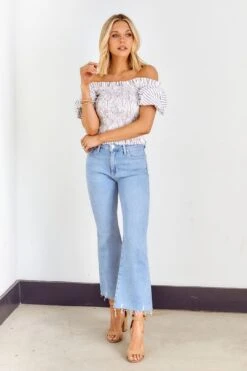 Canyon Distressed Hem Crop Flare Denim -Layer Outfit 27952544776250 12