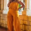 Questions Answered Ruffle Wide Leg Jumpsuit