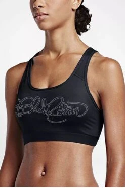 Black Cotton "Signature" Sports Bra (BLACK) -Layer Outfit 28003926605866 2