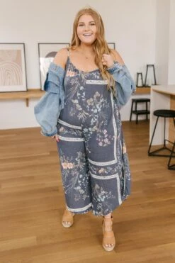 Boho Navy Floral Jumpsuit -Layer Outfit 28026460799034 4
