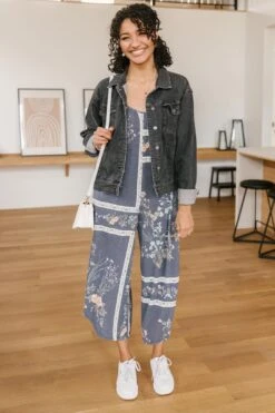 Boho Navy Floral Jumpsuit -Layer Outfit 28026460864570 6