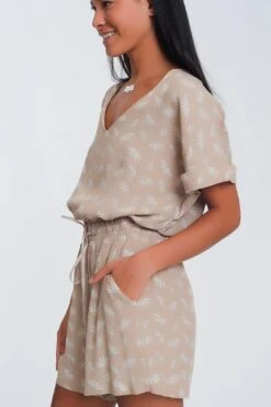 Elasticated Waist Jumpsuit In Beige 13 Elasticated Waist Jumpsuit In Beige -Layer Outfit 28033576140834 6