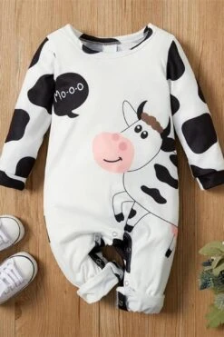 Cute Cow Printed Baby Jumpsuit