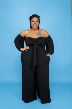 Black Tied Off Shoulder Jumpsuit