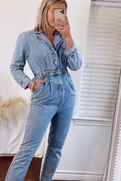 The Shaley Denim Jumpsuit -Layer Outfit 28108625707178 8