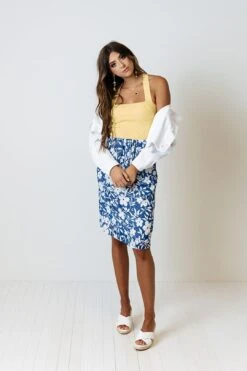 From Malibu Floral Skirt In Royal Blue -Layer Outfit 28112746512458 6