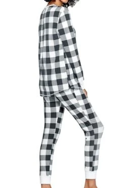 LookbookStore Women's Cozy Tie Dye Printed Knit Jumpsuit Loungewear Sleepwear Pajamas Long Joggers Pajamas Set -Layer Outfit 28122515898417 4