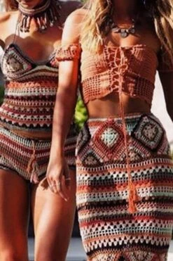Boho Granny Square Maxi Skirt, Halter Top,Outfit 21 Boho Granny Square Maxi Skirt, Halter Top,Outfit -Layer Outfit 28123017347175 5