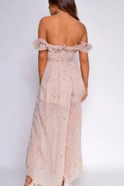 Amiya Pink Floral Print Off Shoulder Slit Leg Jumpsuit 7 Amiya Pink Floral Print Off Shoulder Slit Leg Jumpsuit -Layer Outfit 28123141308549 3