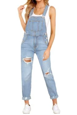 LookbookStore Women's Casual Stretch Denim Bib Overalls Pants Pocket Jeans Jumpsuits -Layer Outfit 28125429202993 6