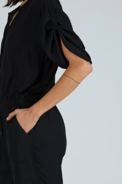 Crepe Georgette Jumpsuit - Black -Layer Outfit 28172916588623 4