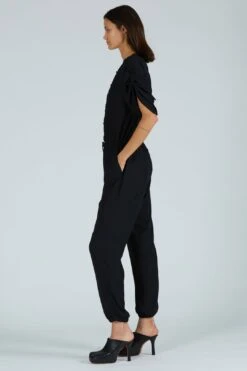Crepe Georgette Jumpsuit - Black -Layer Outfit 28172916719695 2