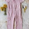 Rosie Coverall Utility Jumpsuit In Pink -Layer Outfit 28174061928582 1