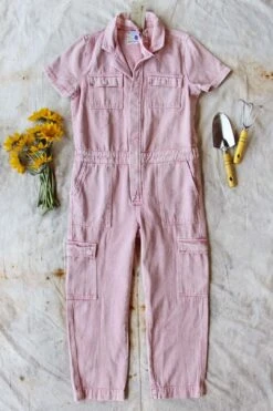 Rosie Coverall Utility Jumpsuit In Pink