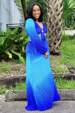 Claryn Lux Maxi Skirt Set-Blue